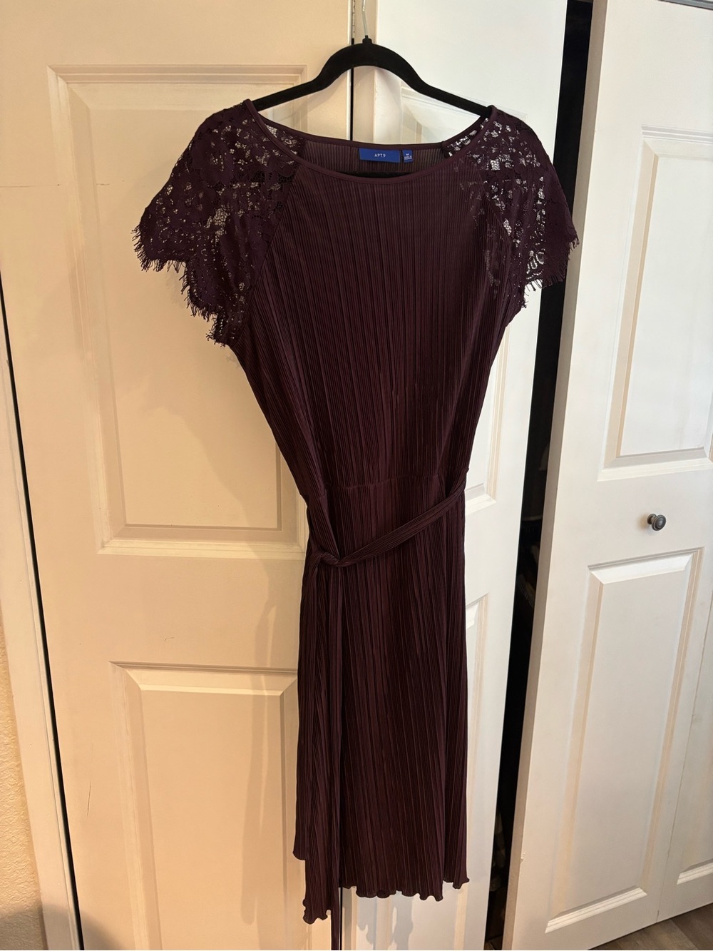Apt. 9 Plum Lace-Trim Pleated Midi Dress